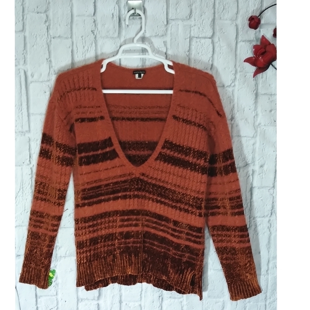 Nanette‎ Lepore Womens S Velvet Deep V-neck Sweater Boho Fairy Grunge Preppy